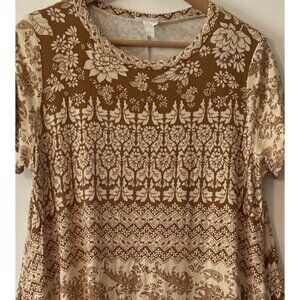Honey & Lace Tunic Swing Dress A-line Sz Large Paisley Rayon Jersey Pockets